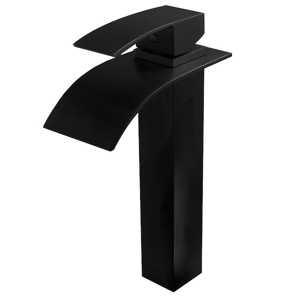 Novatto ECLIPSE Single Lever Waterfall Vessel Faucet, Matte Black GF-136MB - main